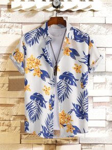 Manfinity Men Tropical Print Shirt Without Tee - Multicolor - View 1