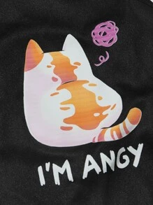 Geekydog 1pc Cartoon Cat Print Pet Tank - Multicolor - View 5