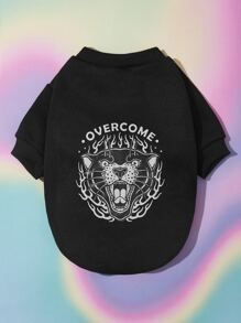 Drawdoland 1pc Animal & Letter Graphic Pet Sweatshirt