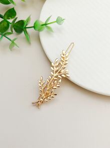 1个简约金属麦穗耳形发夹，休闲刘海发夹，日常佩戴，爪夹，发卡，发饰，学生用品，发饰，头部饰品 - 金色 - 查看 1