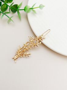 1个简约金属麦穗耳形发夹，休闲刘海发夹，日常佩戴，爪夹，发卡，发饰，学生用品，发饰，头部饰品 - 金色 - 查看 2