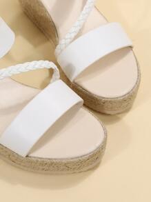 Giày bệt dày và Dép nêm Nữ màu trơn Dây đeo mắt cá chân Kỳ nghỉ - trắng - Xem 7