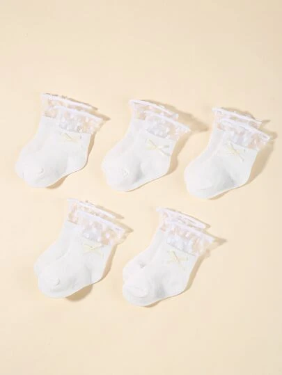 5雙嬰兒蝴蝶結裝飾襪子