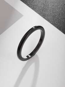 SeuSuk Men Minimalist Ring - Black - View 2
