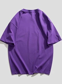 Men Letter Graphic Tee - Purple - View 2