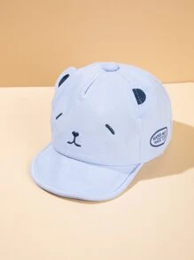 1pc Baby Cartoon Bear Embroidered Letter Graphic Baseball Cap - Blue - View 1