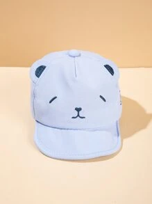 1pc Baby Cartoon Bear Embroidered Letter Graphic Baseball Cap - Blue - View 2
