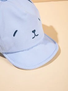 1pc Baby Cartoon Bear Embroidered Letter Graphic Baseball Cap - Blue - View 3