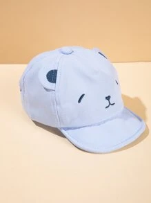 1pc Baby Cartoon Bear Embroidered Letter Graphic Baseball Cap - Blue - View 5