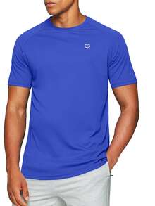 G Gradual Camiseta Deportiva Para Hombres Con Mangas Raglán Y Estampado Gráfico, Ropa De Gimnasio Para Hombres - Azul - Ver 3