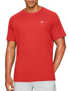 G Gradual Camiseta Deportiva Con Manga Raglán Y Estampado Gráfico Para Hombre, Ropa De Gimnasia Para Hombre - Rojo - Ver 1