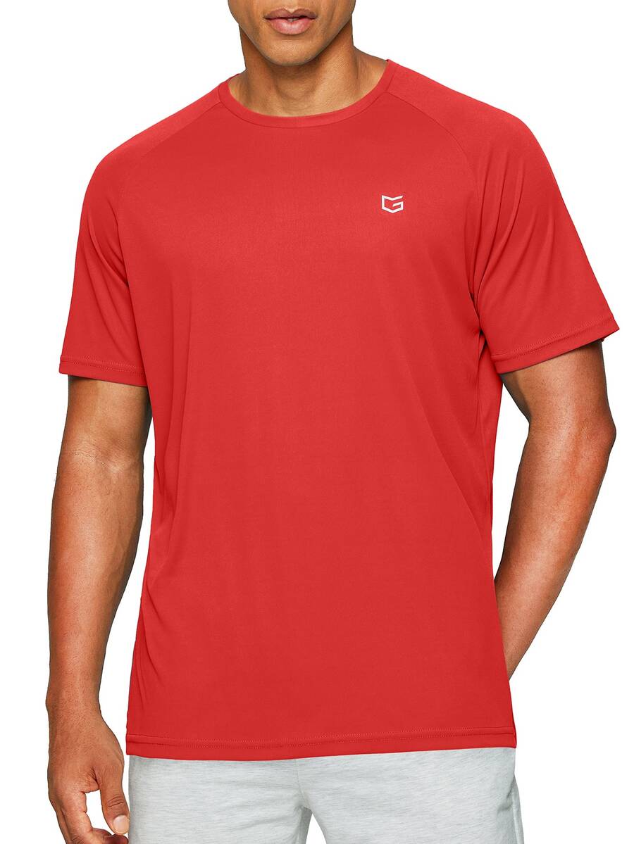 G Gradual Camiseta Deportiva Con Manga Raglán Y Estampado Gráfico Para Hombre, Ropa De Gimnasia Para Hombre - Rojo - Ver 1