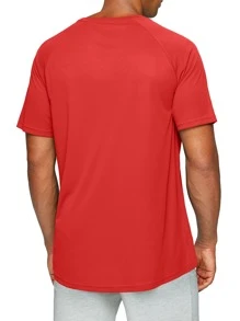 G Gradual Camiseta Deportiva Con Manga Raglán Y Estampado Gráfico Para Hombre, Ropa De Gimnasia Para Hombre - Rojo - Ver 2