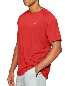 G Gradual Camiseta Deportiva Con Manga Raglán Y Estampado Gráfico Para Hombre, Ropa De Gimnasia Para Hombre - Rojo - Ver 3