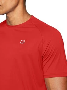 G Gradual Camiseta Deportiva Con Manga Raglán Y Estampado Gráfico Para Hombre, Ropa De Gimnasia Para Hombre - Rojo - Ver 4