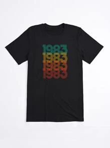 SHEIN LUNE 大碼數字圖案T恤 - 黑色 - 查看 6