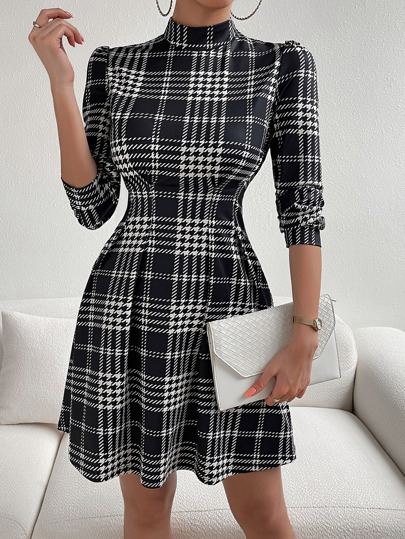 long sleeve plaid skater dress Odeerbi 4-14 Years Toddler Girls Christmas Plaid A-Line Dress Spring Fall Long Sleeve Ballet Skater Dress Stretchy Twirly Skater School Recital Round