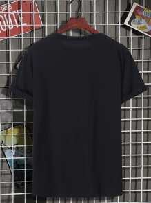 Manfinity Men Bear & Letter Graphic Tee - Black - View 2