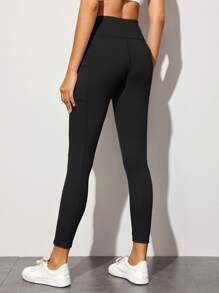 SHEIN Sport Studio Side Phone Pocket Solid Sports Leggings