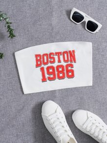 SHEIN Coolane 字母圖案短款抹胸上衣