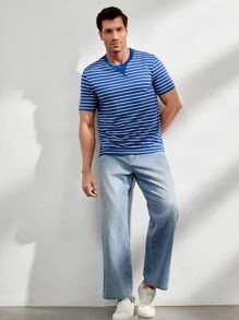 Manfinity Men Bleach Wash Straight Leg Jeans - Light Wash - View 5