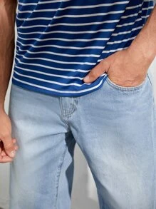 Manfinity Men Bleach Wash Straight Leg Jeans - Light Wash - View 6