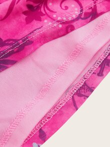 SHEIN ICON Letter & Floral Print Cut Out Drawstring Ruched Front Tube Bodycon Dress