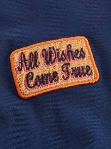 SHEIN ICON Bikercore Letter Embroidery Contrast Binding Halter Summer Top - Navy Blue - View 5