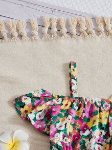 SHEIN 女孩印花挖肩上衣和短褲 - 彩色 - 查看 3