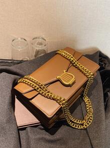 Túi vai Chuỗi Đôi tay cầm Thanh lịch - Cà phê nâu - Xem 5