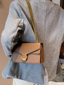 Túi vai Chuỗi Đôi tay cầm Thanh lịch - Cà phê nâu - Xem 6