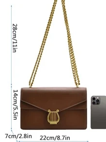 Túi vai Chuỗi Đôi tay cầm Thanh lịch - Cà phê nâu - Xem 7