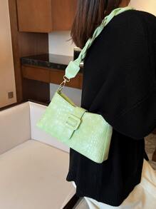 Dập nổi cá sấu Đồ trang trí khóa Cái túi - màu xanh lá - Xem 2