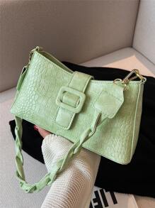 Dập nổi cá sấu Đồ trang trí khóa Cái túi - màu xanh lá - Xem 7