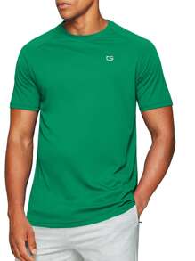 G Gradual Hombres Camiseta deportiva con estampado de dibujo de manga raglán - Verde - Ver 3