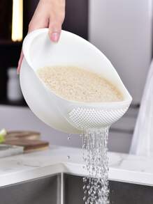 1入組塑料瀝水籃白色多功能廚房水果和蔬菜瀝水籃 - 白色 - 查看 1