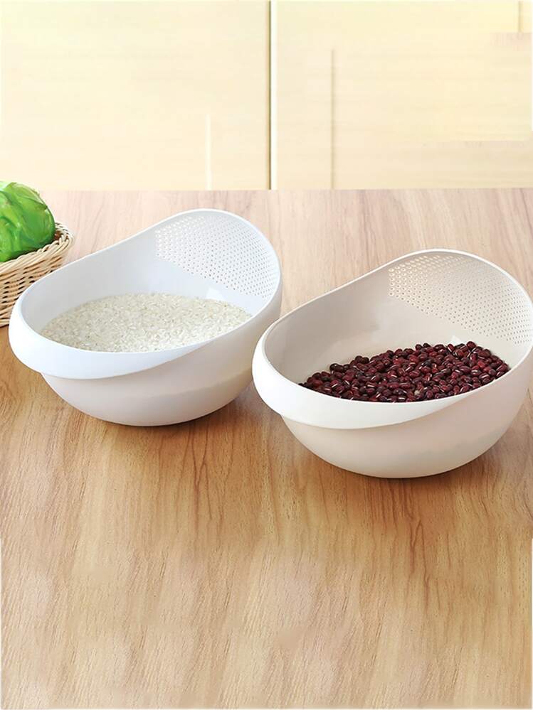 1入組塑料瀝水籃白色多功能廚房水果和蔬菜瀝水籃 - 白色 - 查看 5