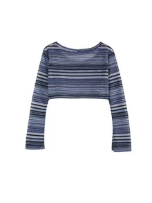 Áo thun nữ Sọc Giải trí - Màu xanh hải quân - Xem 2