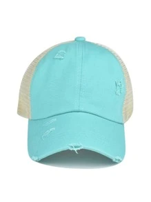Men Ripped Trucker Hat - Mint Blue - View 2