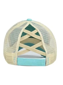 Men Ripped Trucker Hat - Mint Blue - View 4