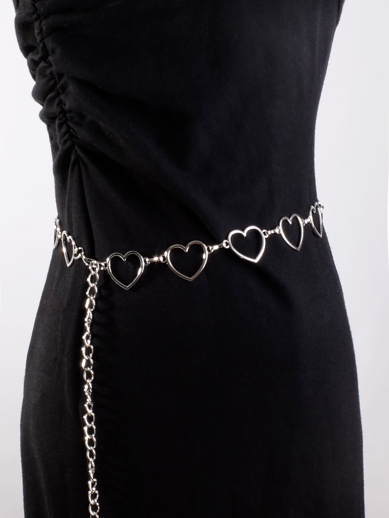 1入組女士愛心裝飾鏈條腰帶 - 銀色 - 查看 1