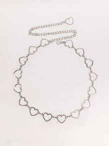 1入組女士愛心裝飾鏈條腰帶 - 銀色 - 查看 3