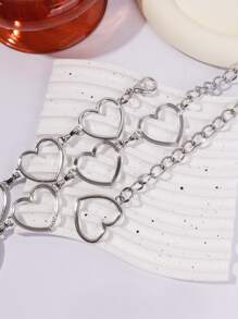 1入組女士愛心裝飾鏈條腰帶 - 銀色 - 查看 4