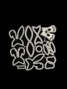 1pc Rabbit Ear Shaped Cutting Die, Stainless Steel Cutting Stencil For DIY Crafting - Silver - View 1