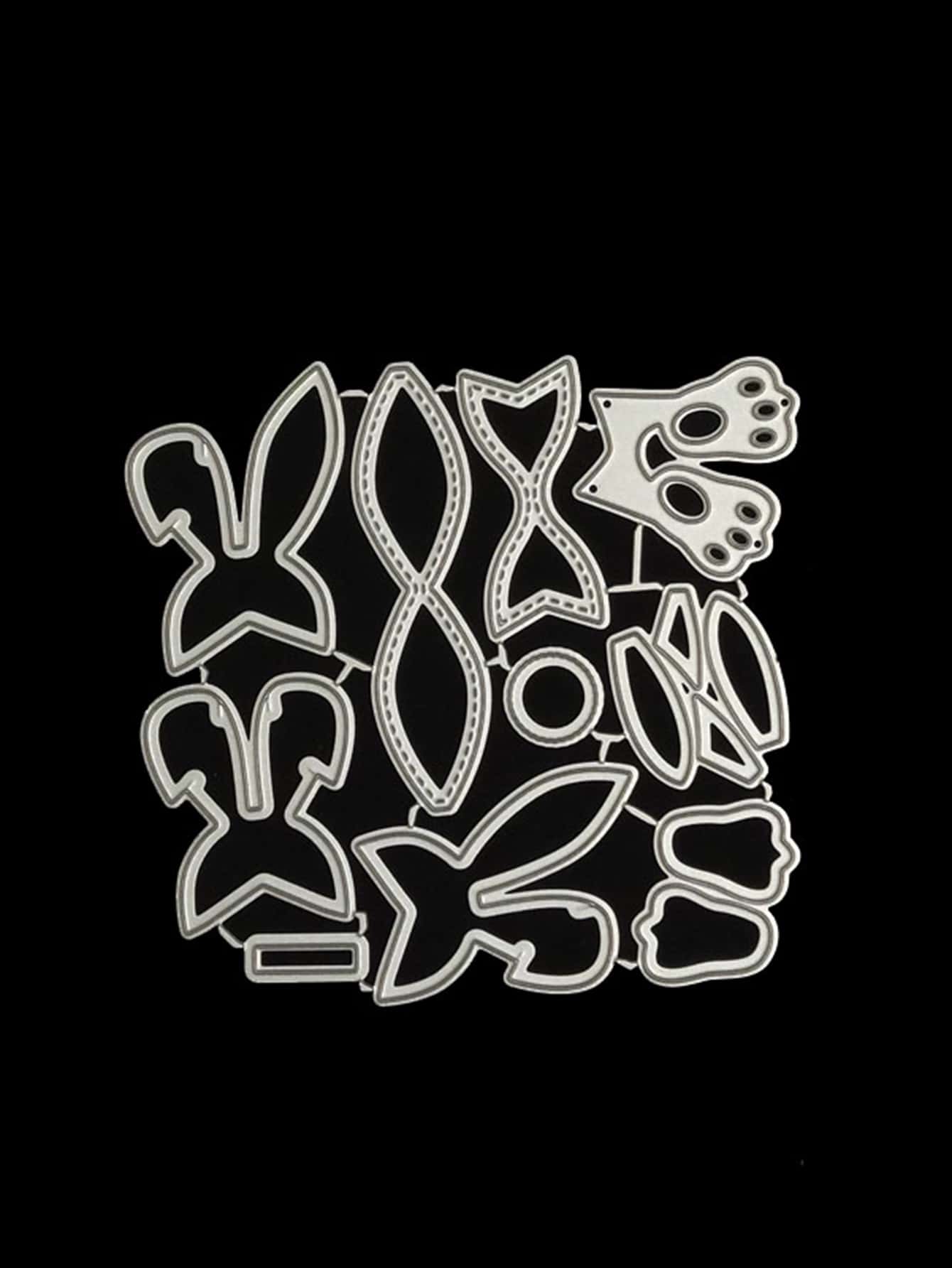 1pc Rabbit Ear Shaped Cutting Die, Stainless Steel Cutting Stencil For DIY Crafting - Silver - View 1