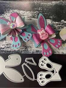 1pc Rabbit Ear Shaped Cutting Die, Stainless Steel Cutting Stencil For DIY Crafting - Silver - View 5