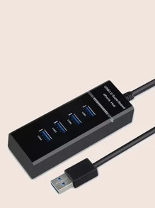 4-Port USB Hub Splitter - Black - View 1