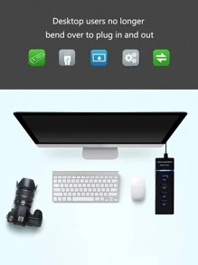 4-Port USB Hub Splitter - Black - View 6