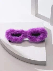 Fluffy Frame Fashion Glasses - Pink - View 4