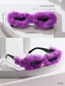 Fluffy Frame Fashion Glasses - Pink - View 5